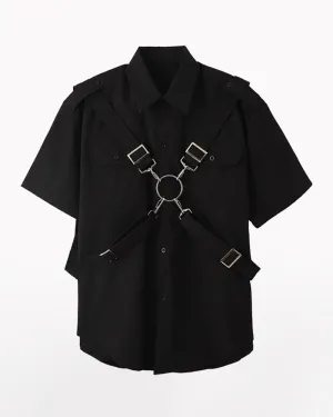 Functional Metal Ring Ribbon Techwear Shirt