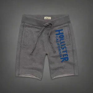 Hollister Logo Graphic Jogger Shorts-Blue And Ash