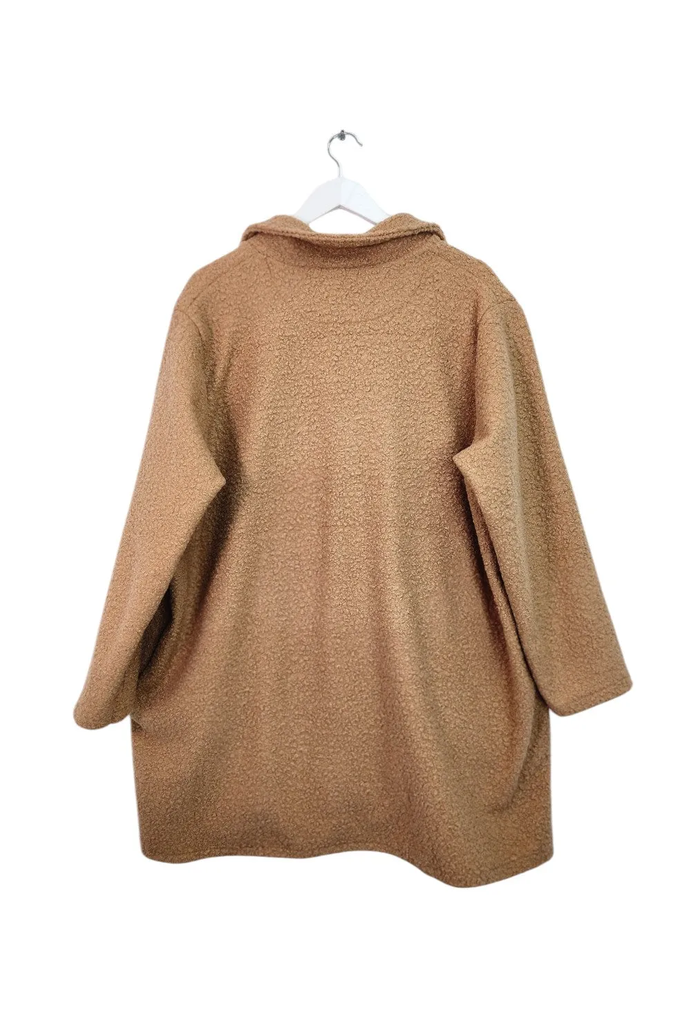 Italian Teddy Boucle Gold Button Fasten Military Style Shacket