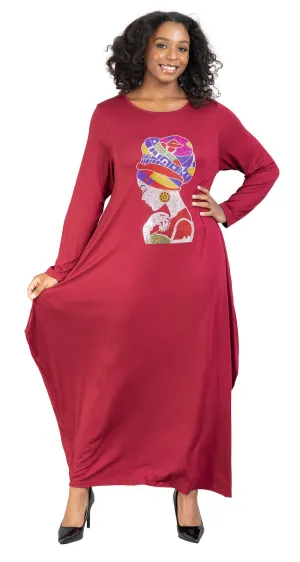 Kara Chic Knit Dress CHH20023LS-Burgundy