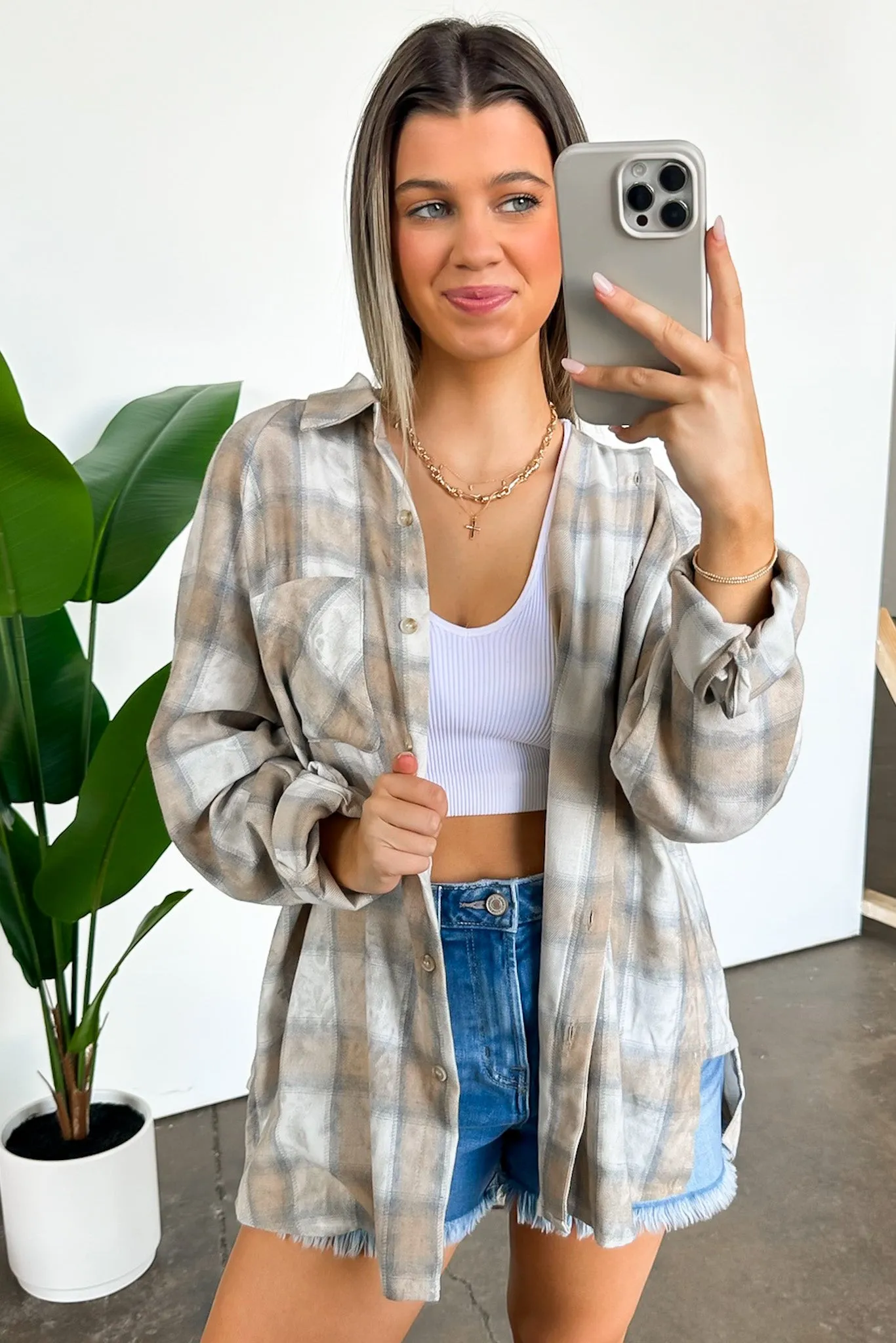Laura Washed Plaid Flannel Button Down Top - FINAL SALE