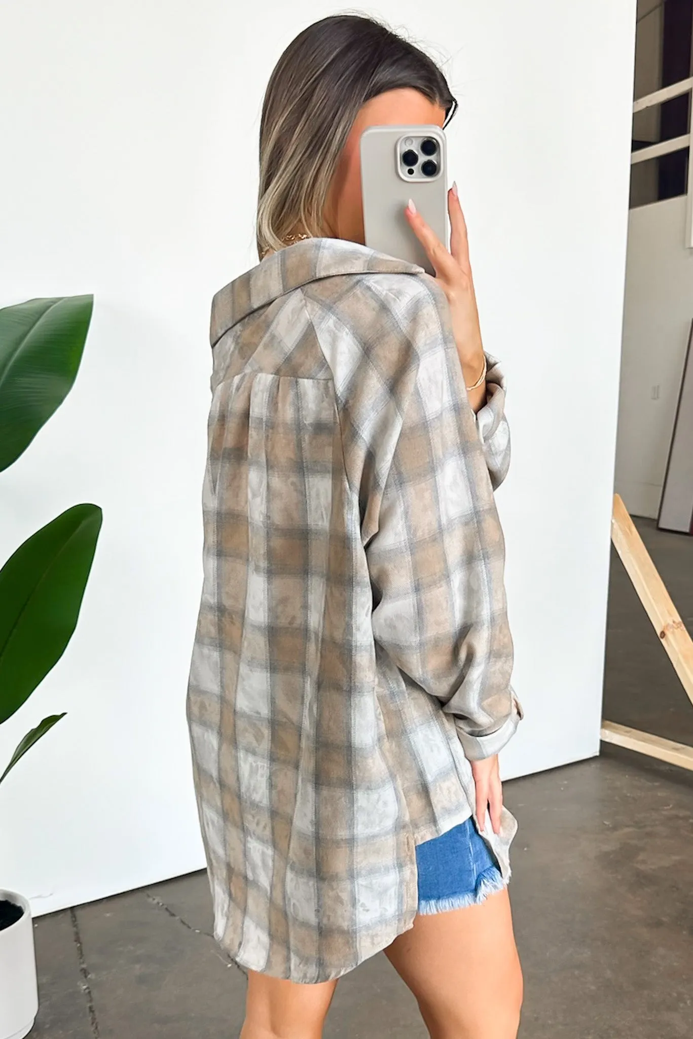 Laura Washed Plaid Flannel Button Down Top - FINAL SALE