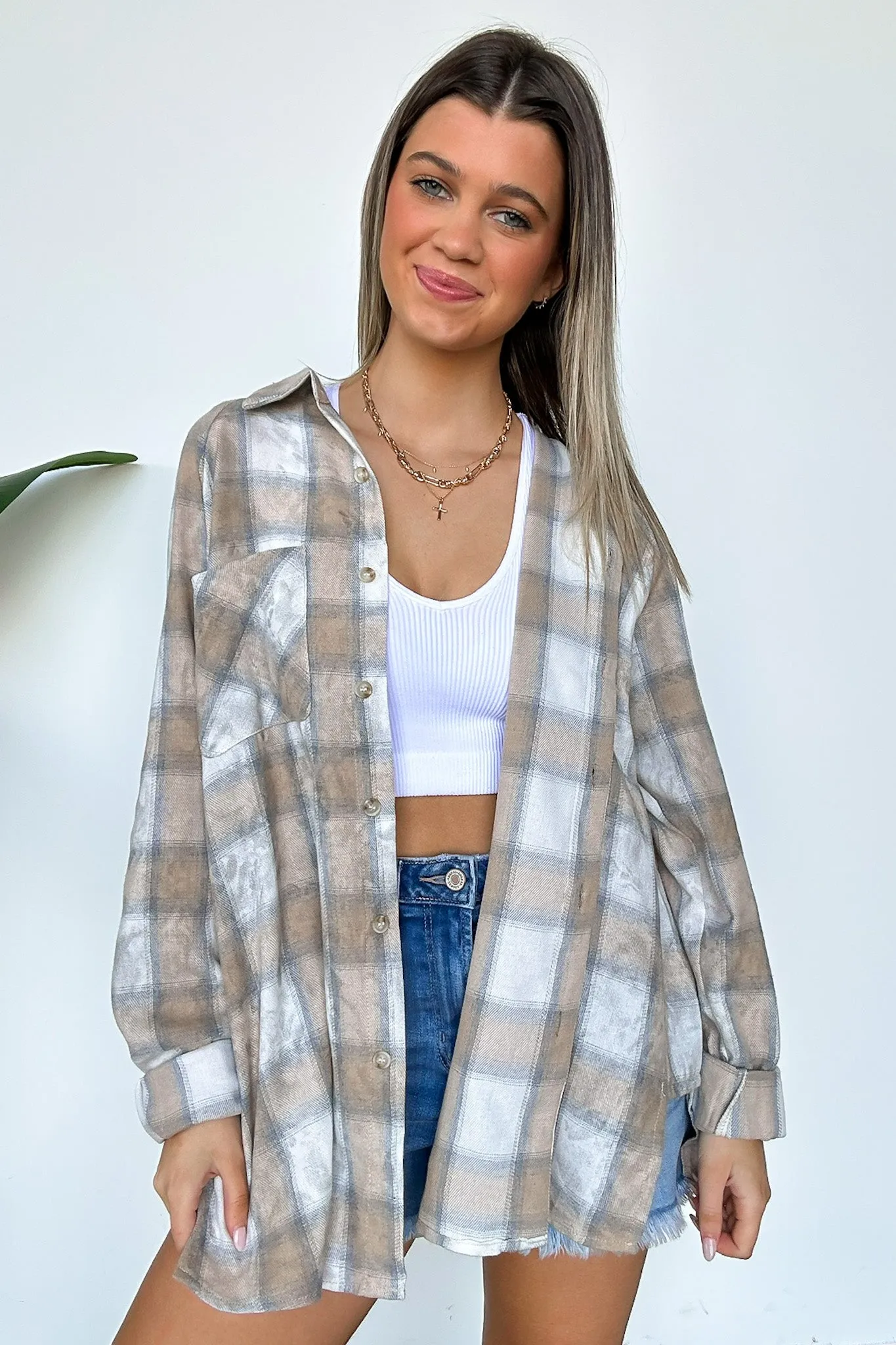 Laura Washed Plaid Flannel Button Down Top - FINAL SALE