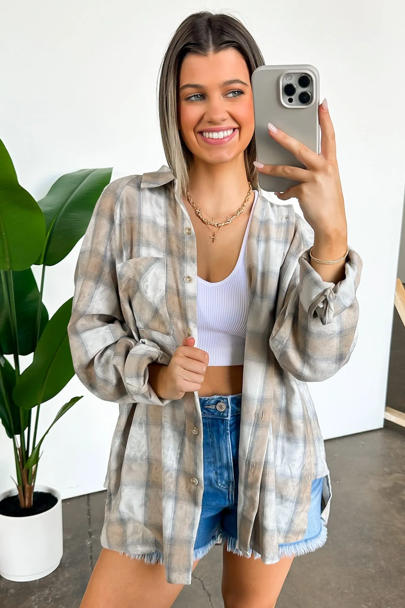 Laura Washed Plaid Flannel Button Down Top - FINAL SALE