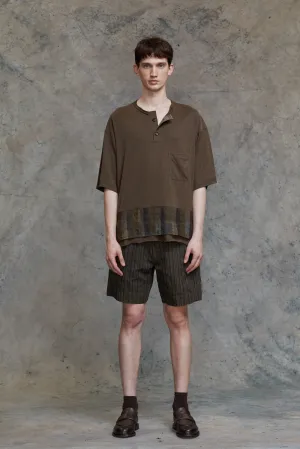 LAYERED HENLEY-NECK T-SHIRT