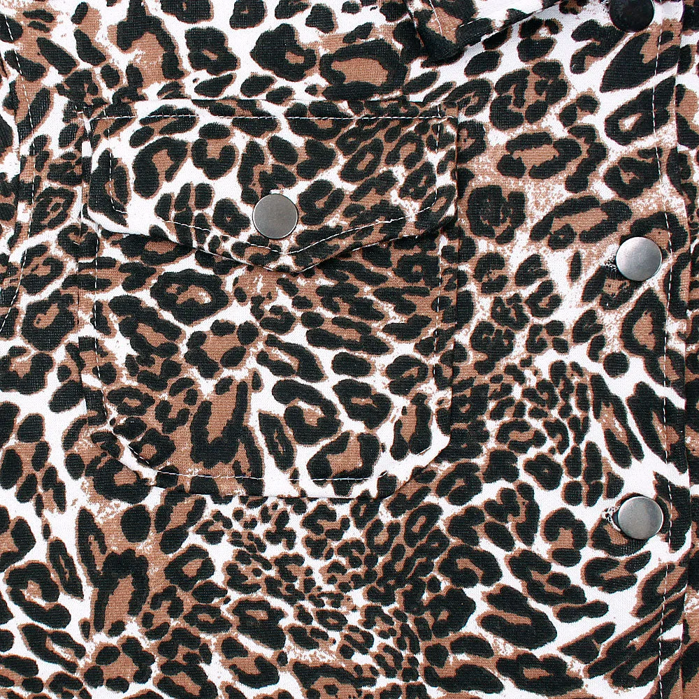 Leopard Print Croped shacket For Women-Ladies-2031-Brown