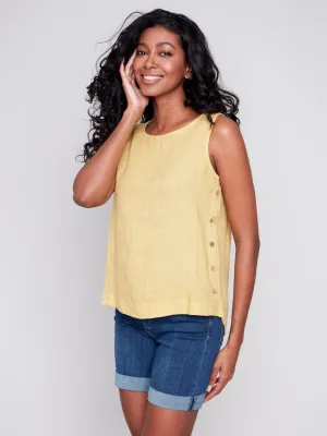Linen Button Sides Tank Top