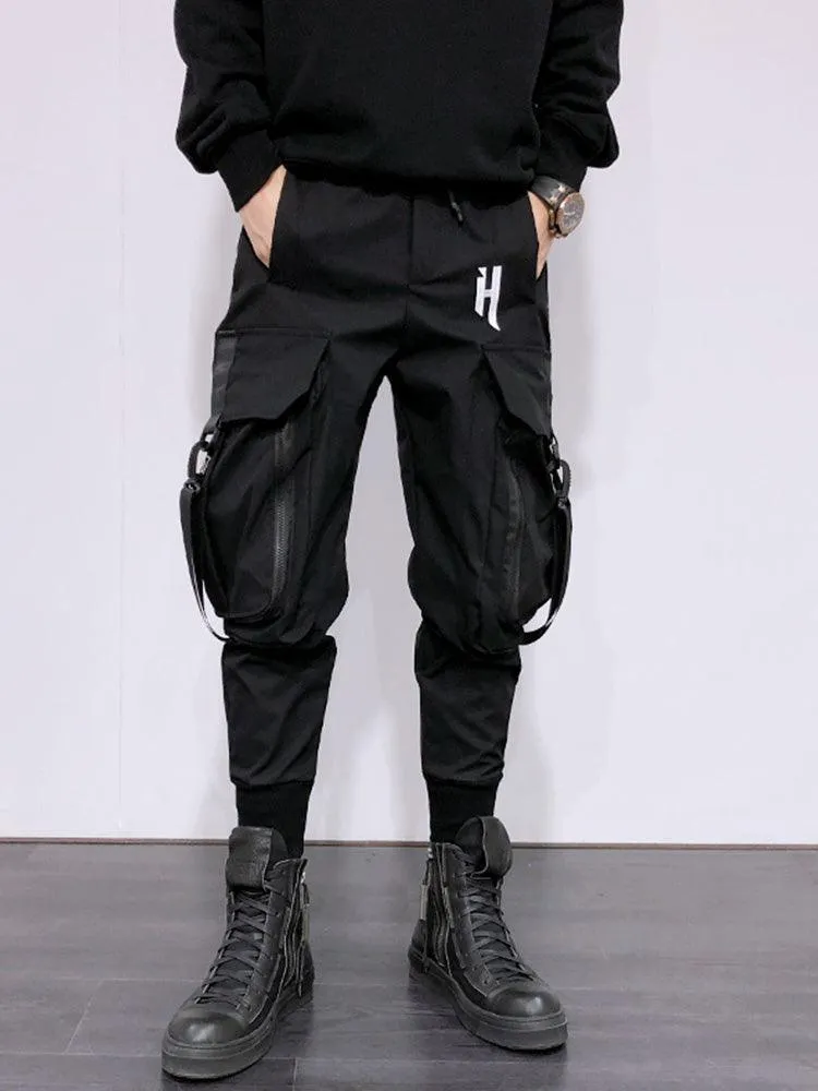 Men’s Functional Hip Hop Cargo Pants with Big Pockets