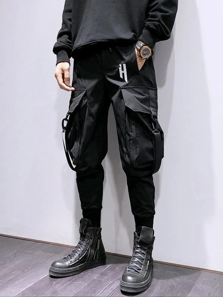 Men’s Functional Hip Hop Cargo Pants with Big Pockets