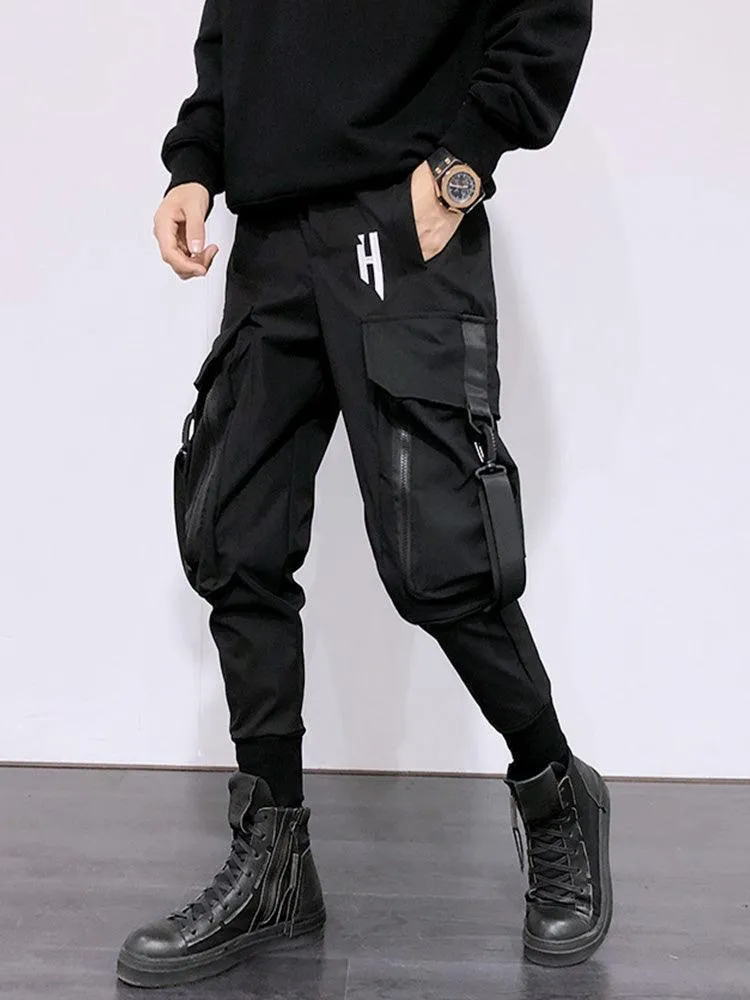 Men’s Functional Hip Hop Cargo Pants with Big Pockets