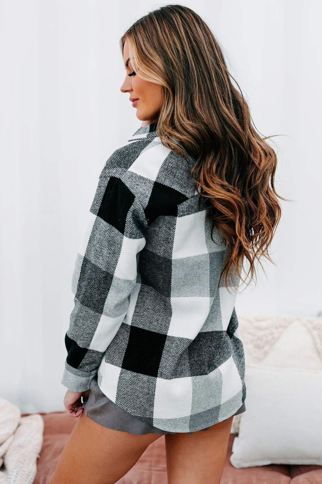 Midnight Bonfires Plaid Shacket (Grey/Black)