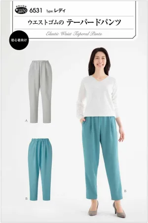 Pattern/pattern paper Tapered pants with elastic waistband