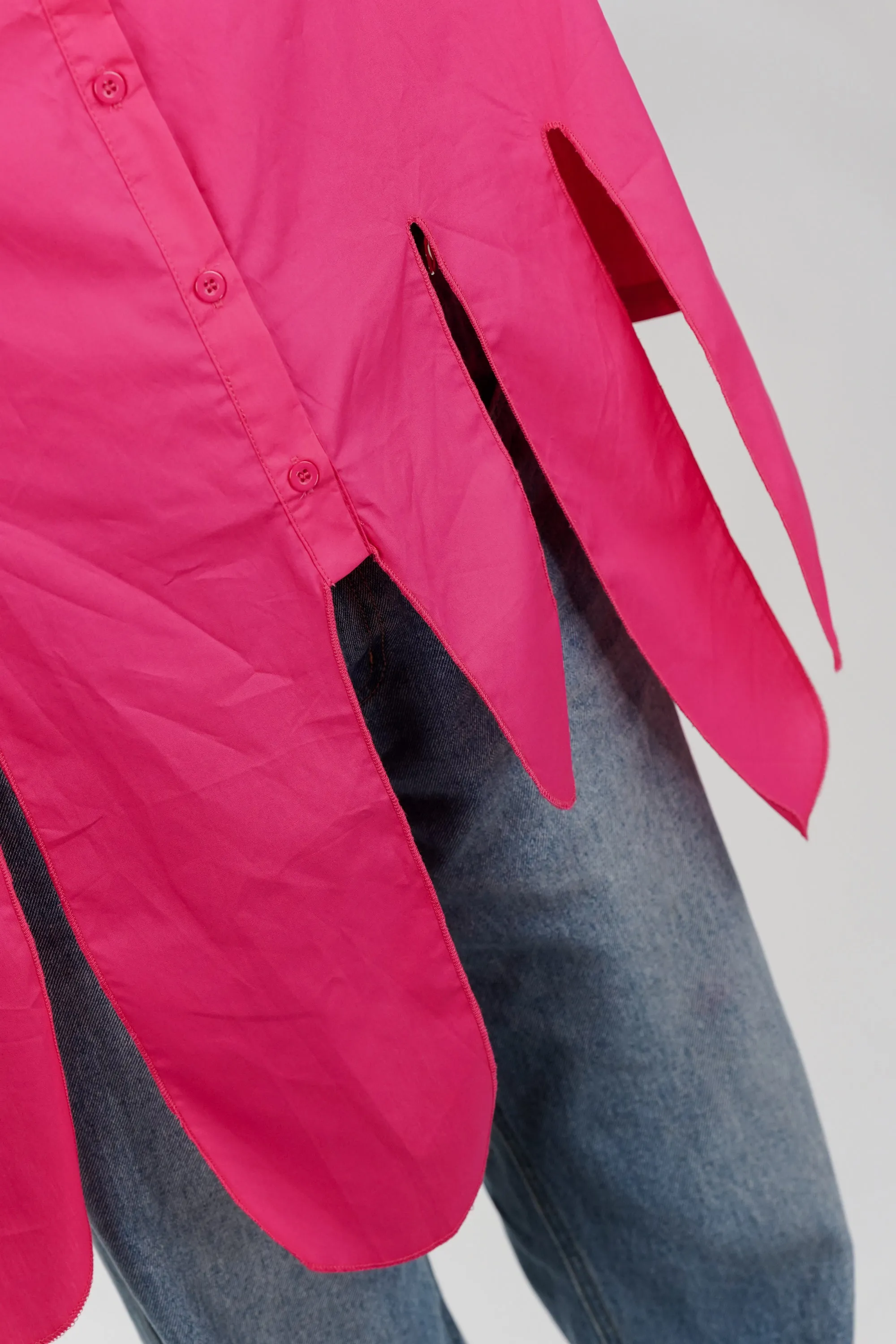 Pink Asymmetric Hem Shirt