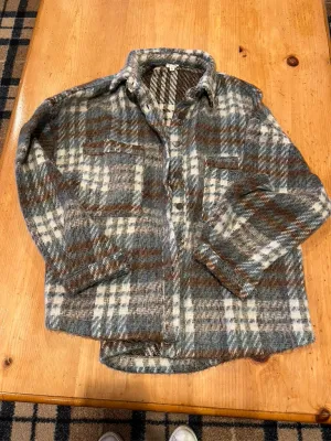 Plaid Shacket-Aqua/Choc multi