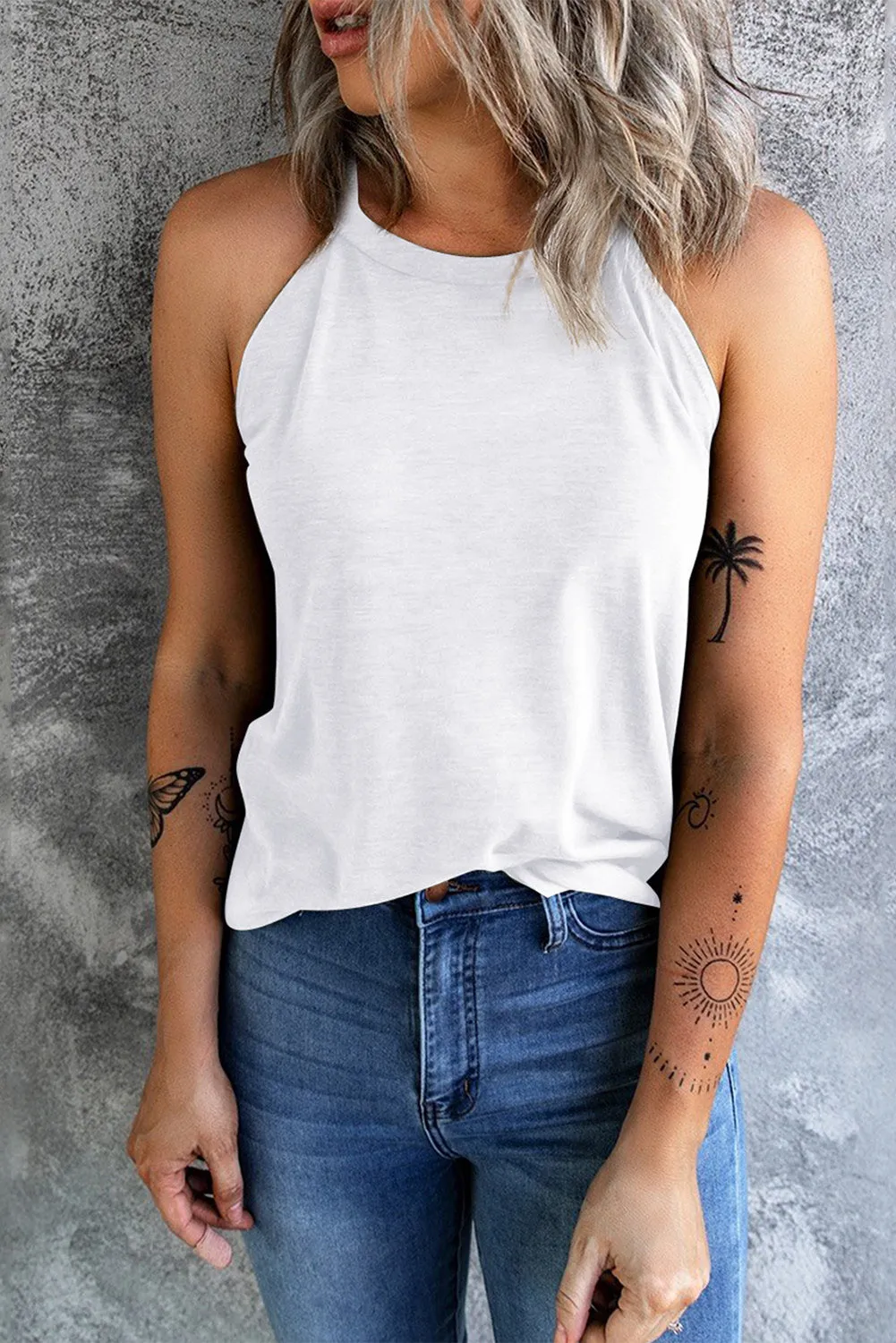 Plain Halter Neck Tank Top