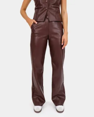 PU Leather Pants Brown