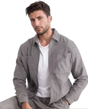 Rare Rabbit Men's Kaai Dark Grey  Polyester Nylon Fabric Full Sleeve Zipper Closure Regular Fit Plain Shacket