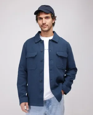 Rare Rabbit Men's Prest-25 Dusky Blue Cotton Fabric Full Sleeve Collared Neck Plain Shacket