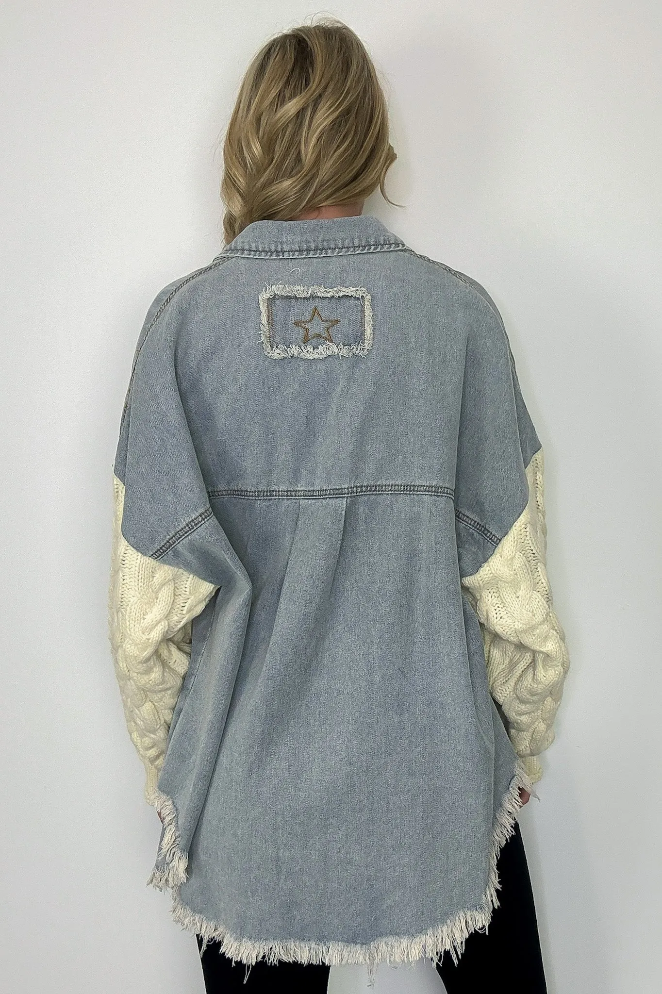 Remy Contrast Knit Denim Jacket