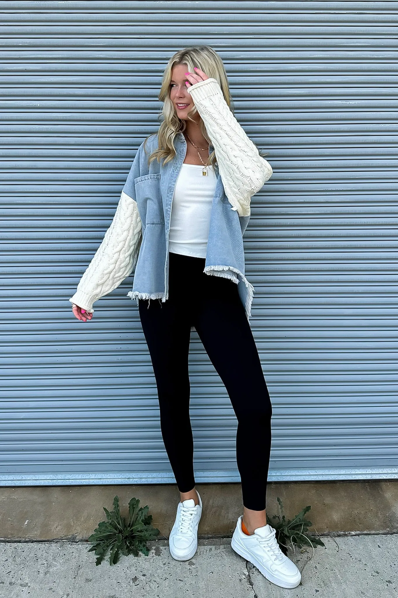 Remy Contrast Knit Denim Jacket