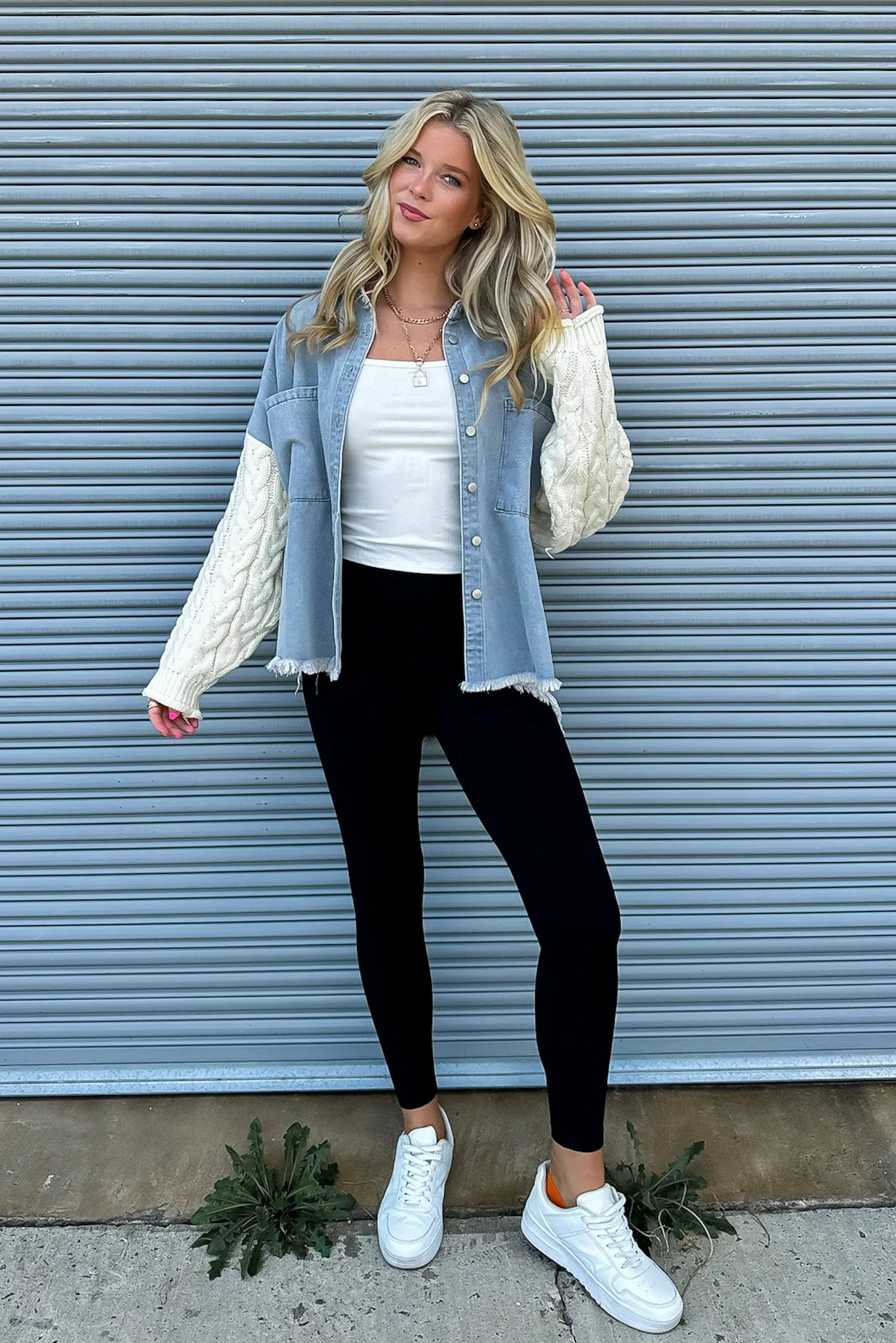 Remy Contrast Knit Denim Jacket