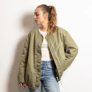 Reversible Bomber Jacket - pale olive/sand