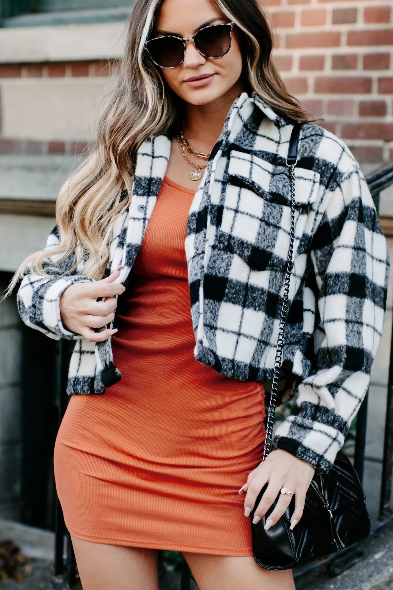 Sade Plaid Shacket (Black/White)