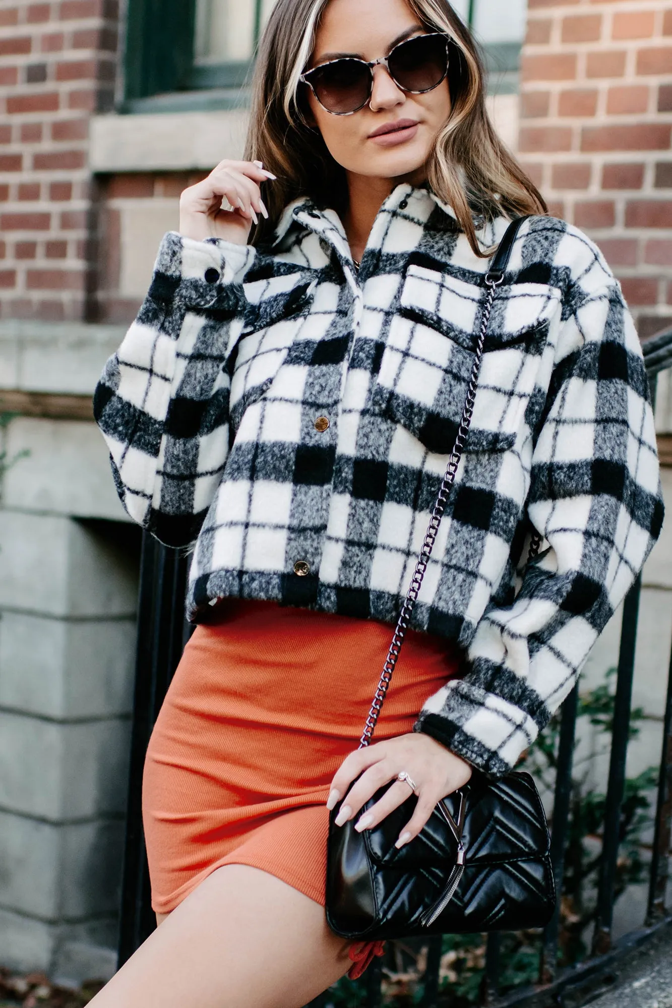 Sade Plaid Shacket (Black/White)