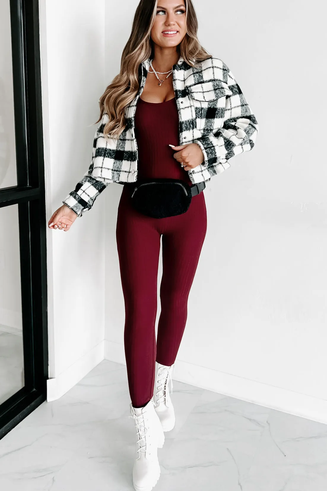 Sade Plaid Shacket (Black/White)