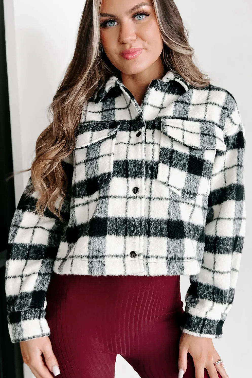 Sade Plaid Shacket (Black/White)