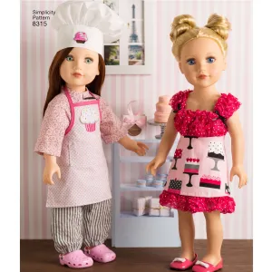 Simplicity Pattern 8315 chef clothes for 18 inch dolls