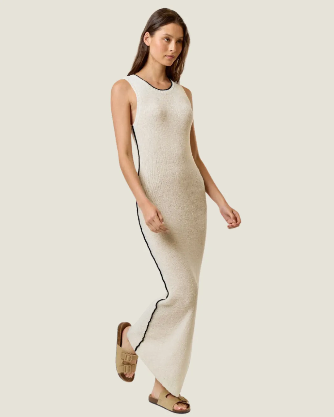 The Serena: Sleeveless Crew-Neck Midi Dress