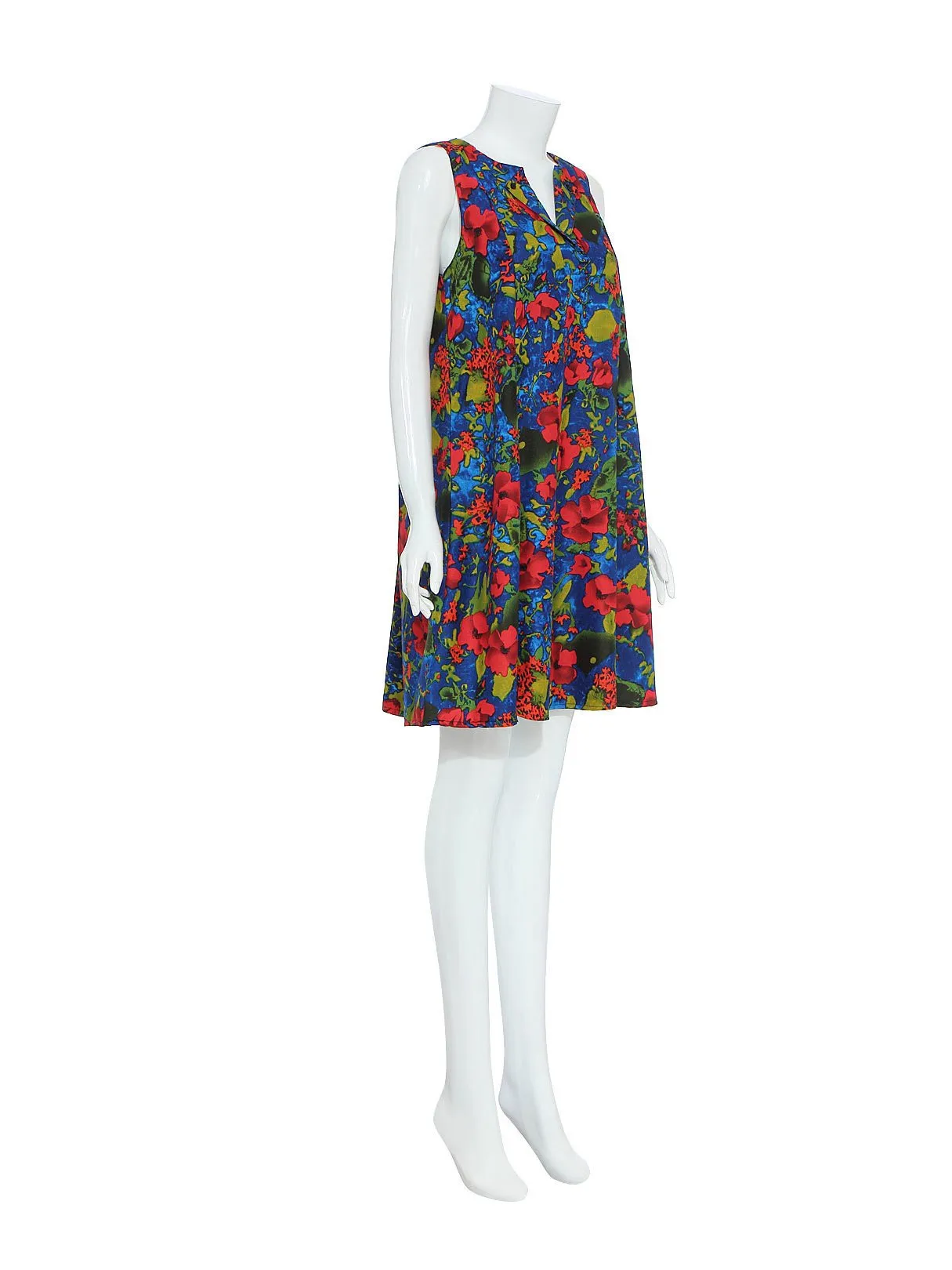Wholesale Sleeveless Floral Print Shirt Dress