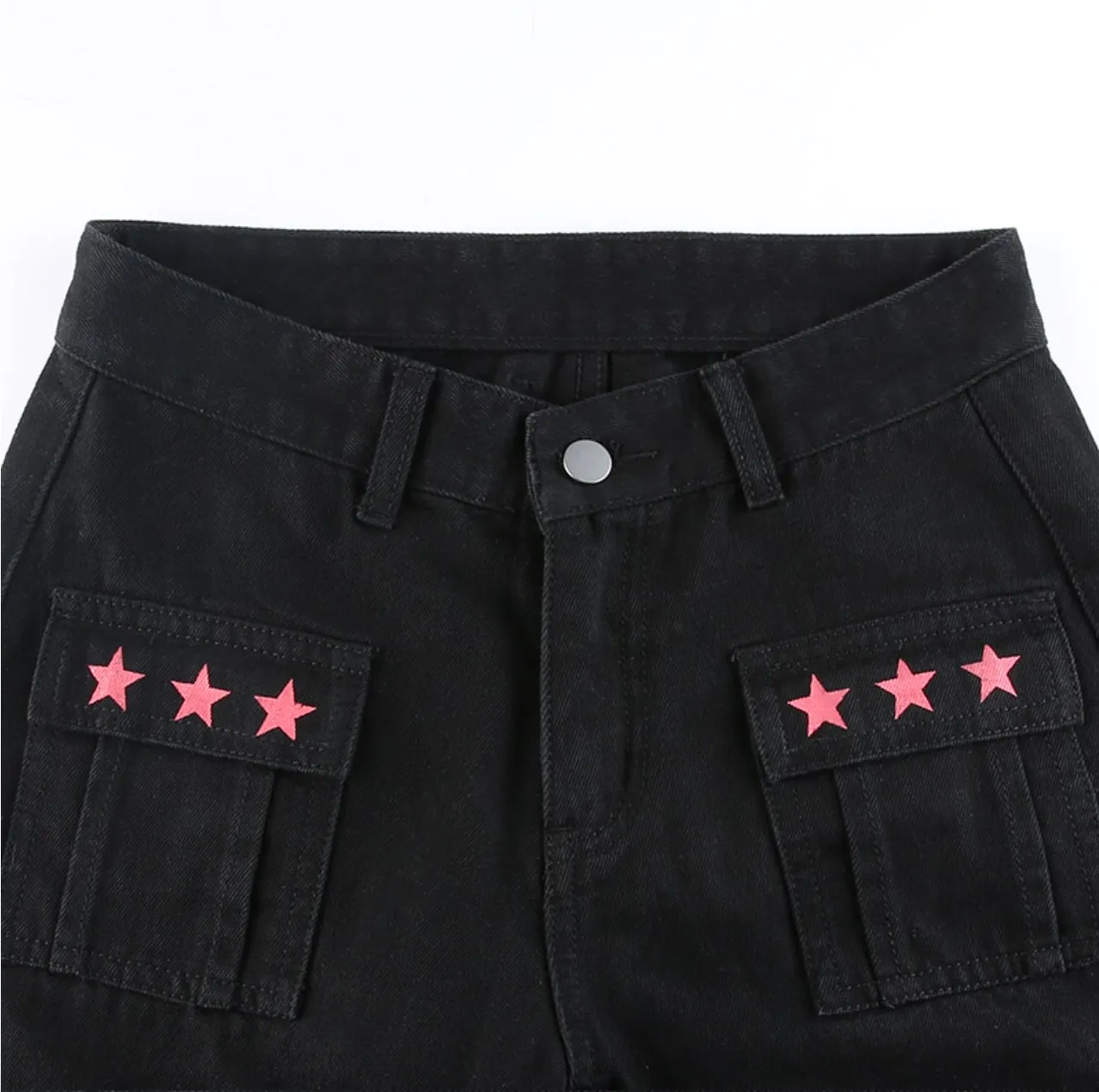 Women's Spring/Autumn Gothic Bandage Low Waist Wide Leg Denim Pants