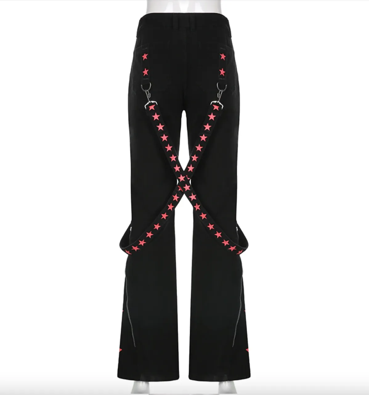 Women's Spring/Autumn Gothic Bandage Low Waist Wide Leg Denim Pants